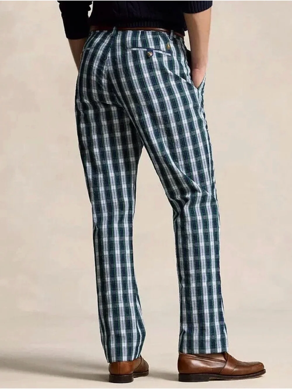 NWT Polo Ralph Lauren Tartan Plaid Classic Fit Seersucker Flat Front Pants
